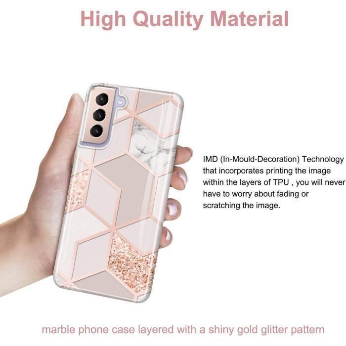 Coque de protection - BOOLING - pour Samsung Galaxy S24 Ultra - Souple - Antichoc - Motif marbre rose