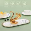 17pcs Gold Small Leaf Handle Coffee Spoons Swan Dessert Forks New Gold Swan Base Holder  Kitchen