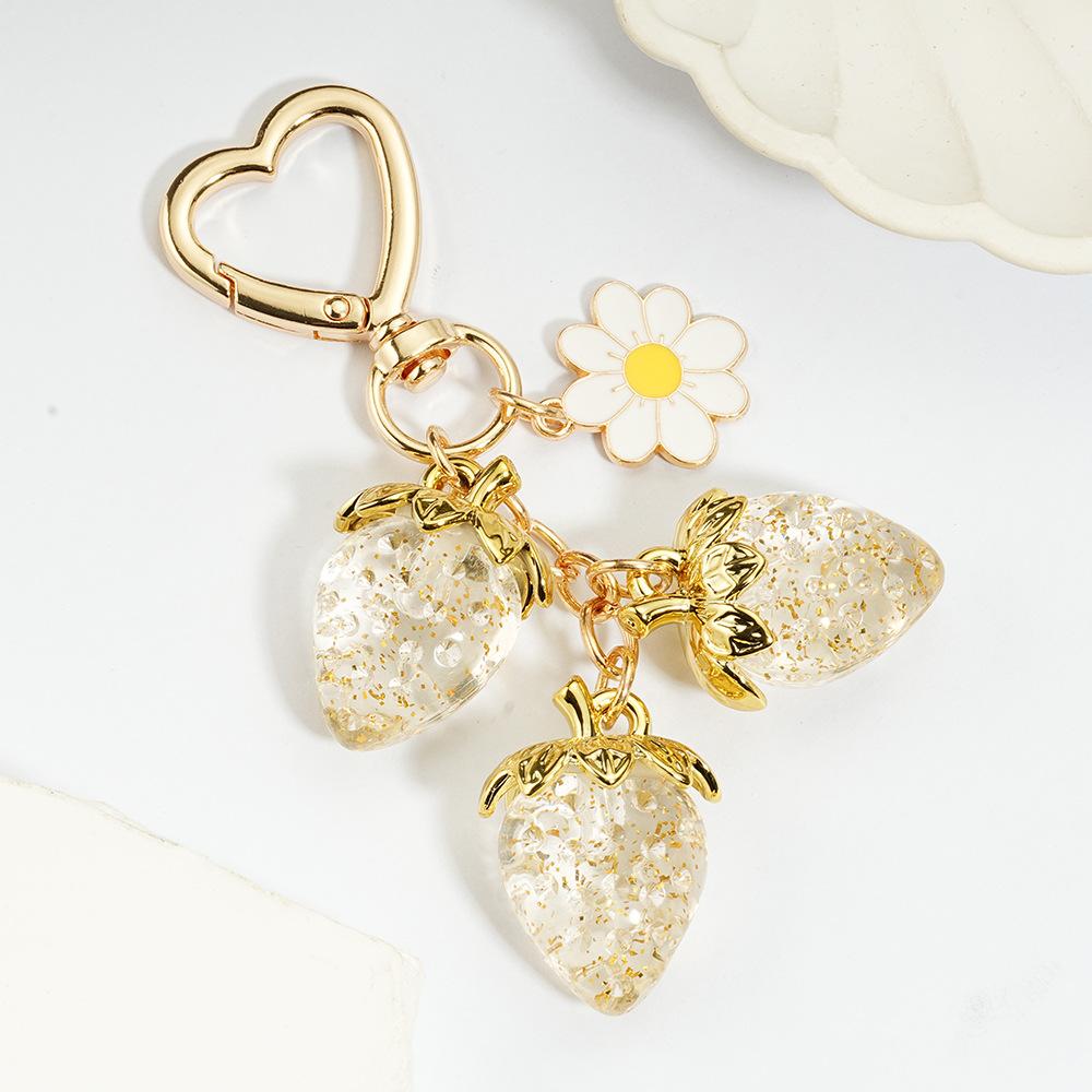 Sweet and Cute Semi-Transparent Strawberry Flower -Shaped Bag Charm Bag Charm