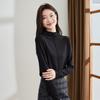 Simple Commuting Mid Seam Semi High Neck Base Shirt