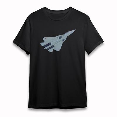 Damen Weiches Oversize T-Shirt Stealth-Flugzeug Silhouette T-Shirt Kurz Baumwolle Schwarz