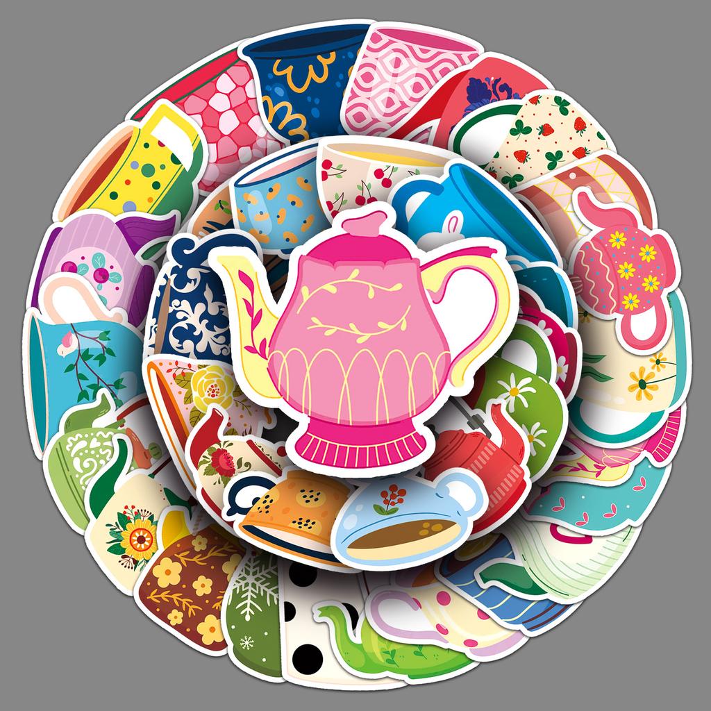 50 Teetasse Kessel Doodle Cartoon Kreativ Niedlich Aufkleber Dekorativ Wasserbecher Koffer Aufkleber Wasserdicht