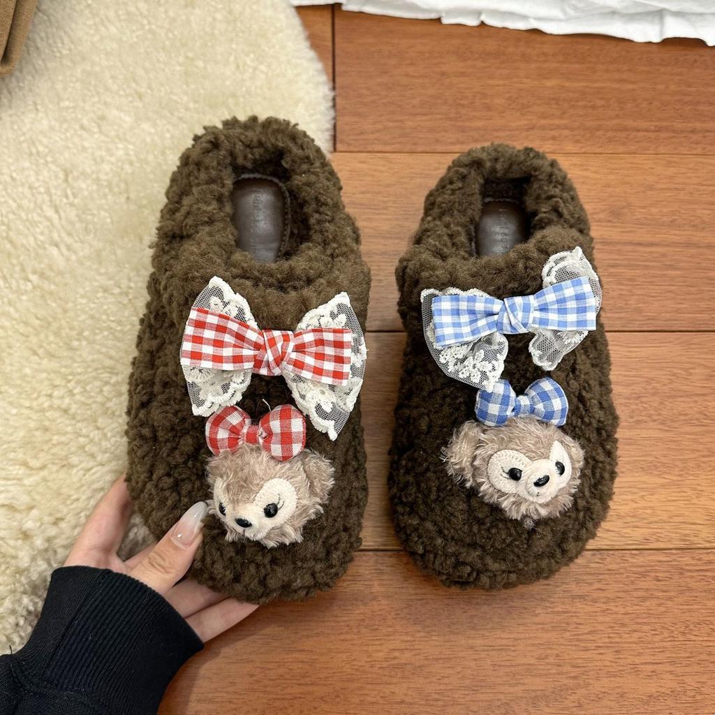 Cute Indoor Shirley Rose Cotton Slippers 2025 Autumn and Winter New Non-slip Indoor Home Can Wear Fluffy Slippers