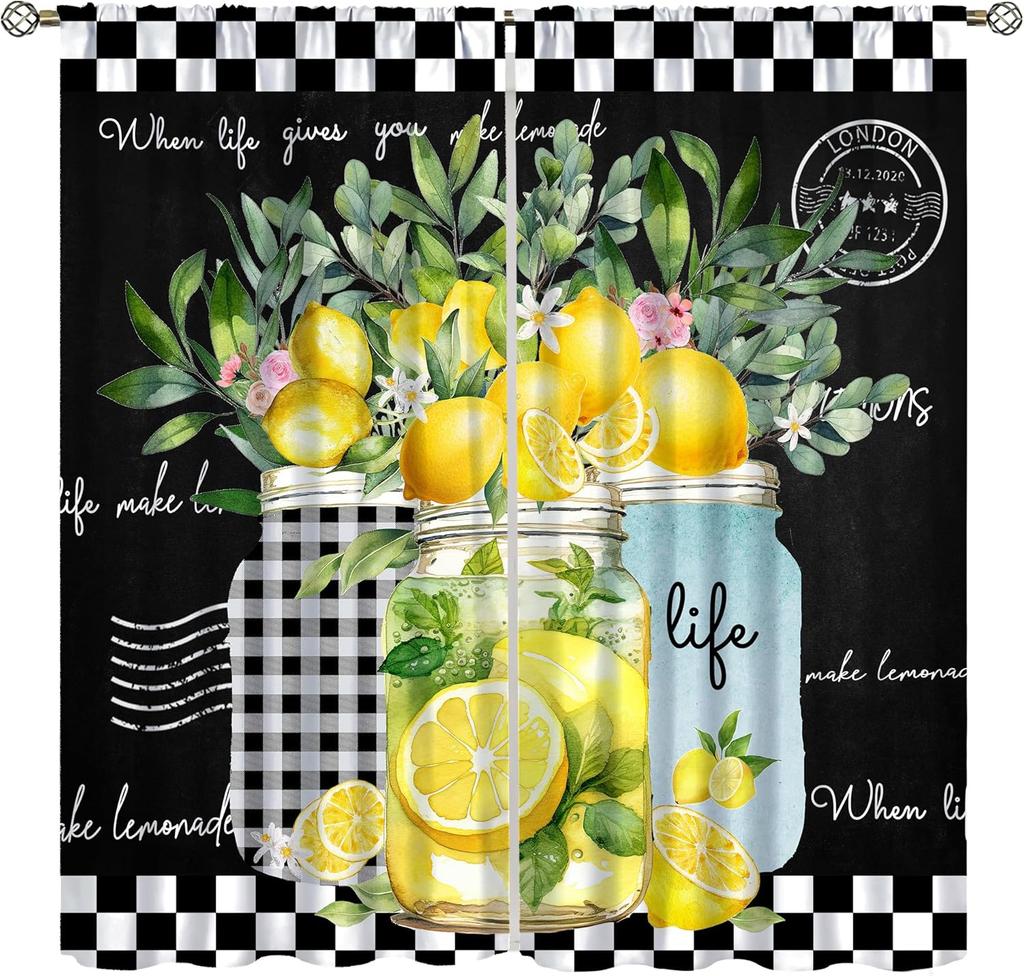 Chef Cooking Curtains For Kitchen,R Cartoon Rustic Vegetable Fruit Lattice Pastry Fat Chef Carrot Corn Gourmet Cookware Window