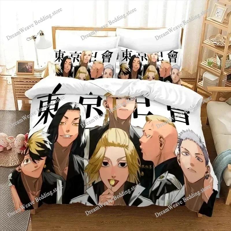 Tokyo Revengers Luxury Bedding Set Japan Anime Cartoon Duvet Cover Set Comforter Bedspread Twin Single Size Printed Home Textile
