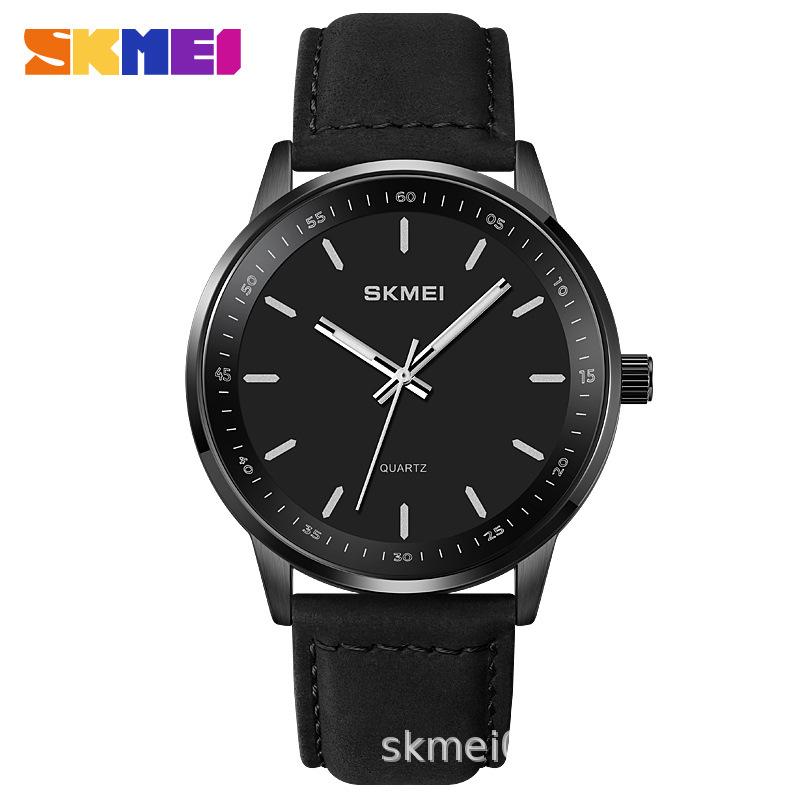 

SKMEI деловые кварцевые часы водонепроницаемые мужские кварцевые часы с кожаным ремешком и стрелочной шкалой