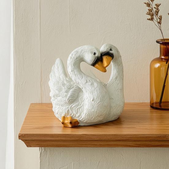 White Swan Planter Resin Pot Outdoor Animal Swan Couple Flower Plant Container
