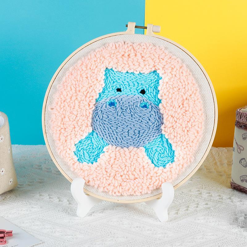 Russian DIY Punch Needle Embroidery Kit: Includes Yarn, Needle, Latch Hook, & Hoop for Knitting & Ornament Crafting