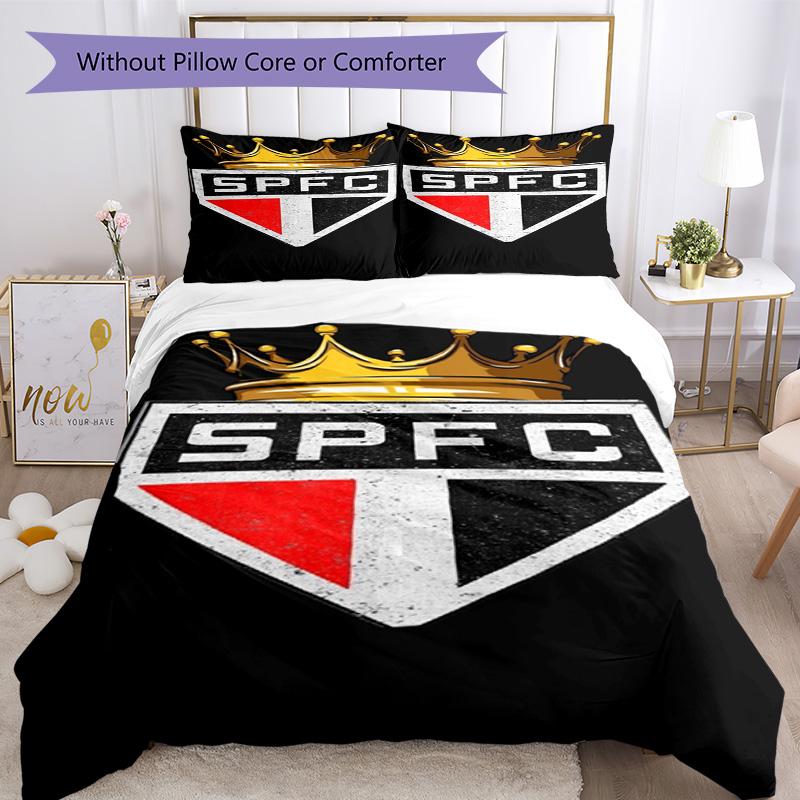 Paulo Fc Emblem Printed Pattern Duvet Cover Set – Includes 1 Duvet Cover and 2 Matching Pillowcases Bedroom Decor Christmas Gifts