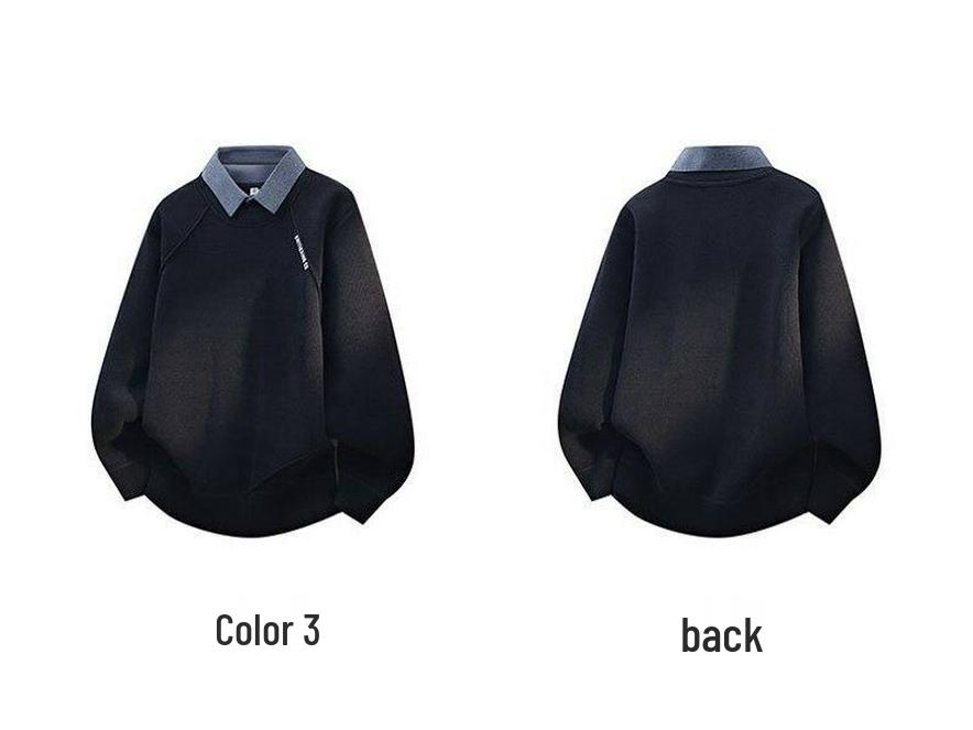 Men's 2025 Autumn/Winter Lapel Knitwear Hoodie with Velvet Lining