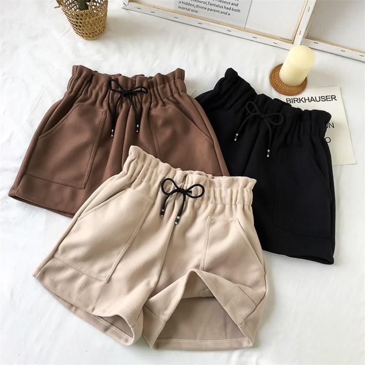 

New Thickened Woolen Shorts New Women s Korean Style Loose Straight Wide-leg Pants High Waist Casual Pants Autumn and Winter 2XL
