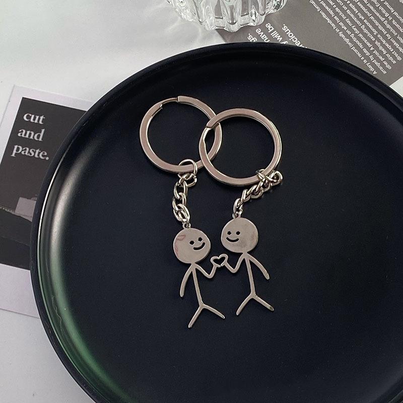 Interesting Match People Than Heart Middle Finger Couple Keychain Ins Personality Cute Funny Student Bag Pendant