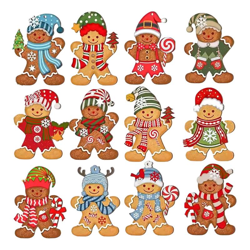 

Рождественские украшения в виде пряничного человечка, подвеска из дерева для рождественской елки, 2025, рождественское украшение для дома, новогоднее украшение для вечеринки, бирки для подарков своими руками