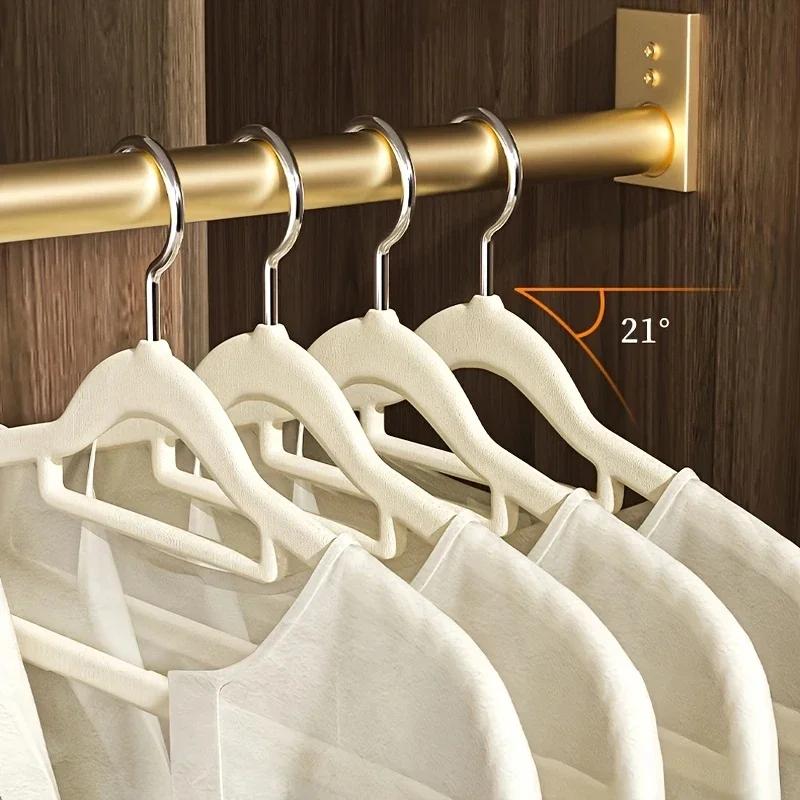 5 Pcs Flocking Clothes Hanger,Non Marking,Non Slip for Home Use,Dormitory Storage,No Shedding of Hair,Rotatable Clothes Hanger