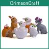 Rabbit Small Cat And Hamster Resin Miniature Diorama With Flower Wreath For Gift