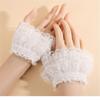 Lightweight Lace Wrist Sleeves Sun Blocking Stretchy Design For Summer Outings Casual Outfits White
