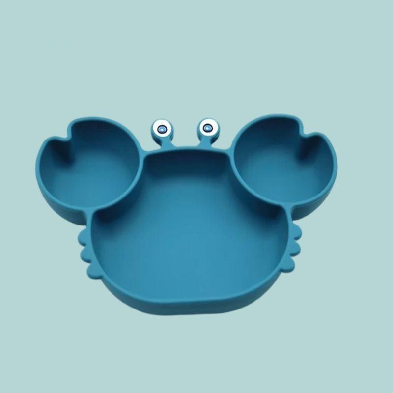 

Силиконовая детская миска для обеденной тарелки, миска-разделитель для мультяшных крабов, вспомогательная тренировка против падения 1pc