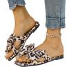 Flat-bottomed bow leopard print beach slippers women's open-toed summer new vacation cool slippers 43