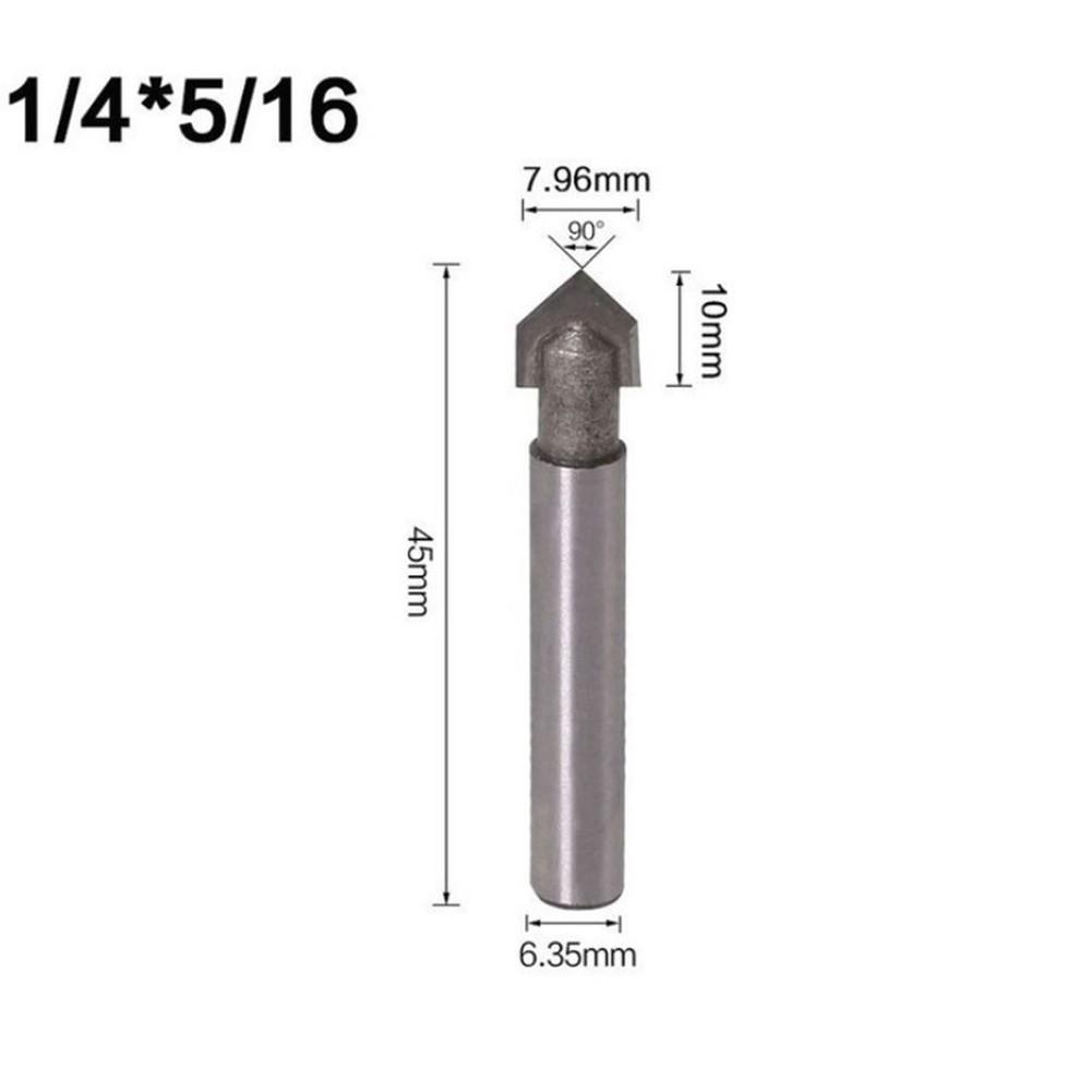 Drill Bit Router Bits Shank V Groove 1/4inch 6.35mm