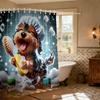 1Pc Funny Animal Shower Print Waterproof Shower Curtain Multiple Sizes Partitions Privacy Hanging Curtain Fashionable Decoration