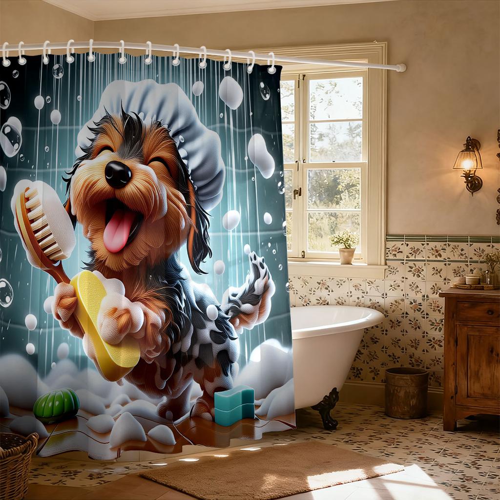 1Pc Funny Animal Shower Print Waterproof Shower Curtain Multiple Sizes Partitions Privacy Hanging Curtain Fashionable Decoration