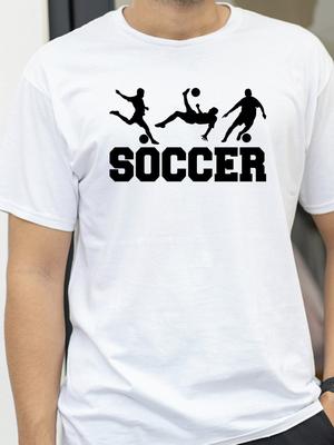 Soccer Printing Tshirt for Men Round Neck Casual Simple StyleTShirt Fashion Outdoor Sports Tees Short Sleeved Tshirt Summer Tee