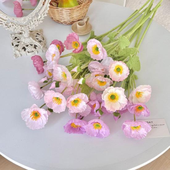 Artificial Flower 4 Head Realistic Fake Silk Flower with Long Stem Home Office Wedding Party Faux Flower Decoration