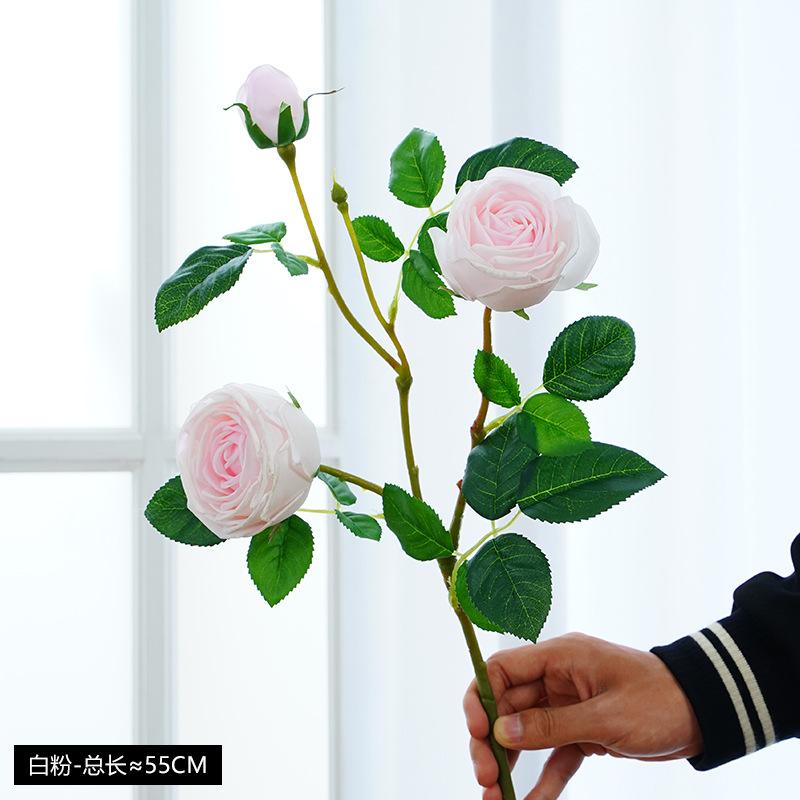 New 3-head moisturizing rose simulation flower wedding home living room decoration ornament