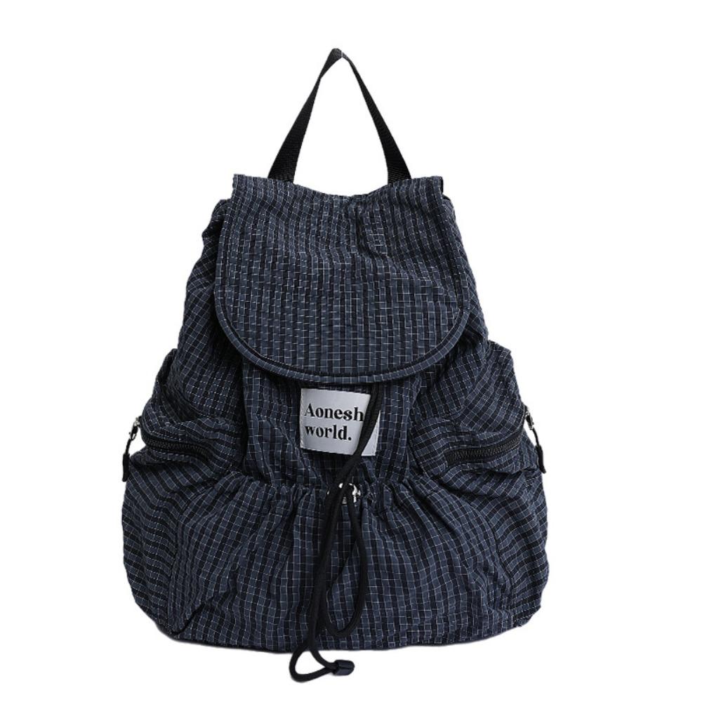 

Korean Drawsting Backpacks Solid Color Student Schoolbag Korean Ruched Shoulder Bags Travel темно-сірий колір