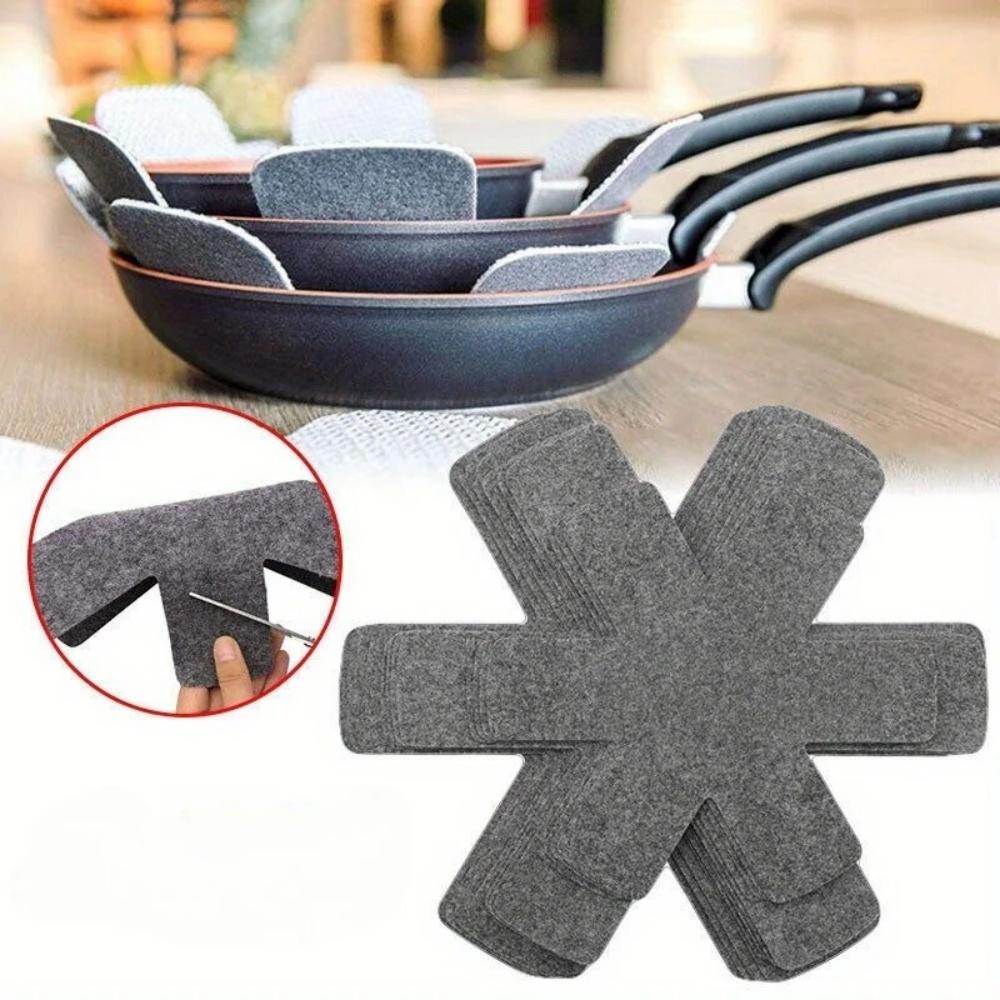 5pcs Pot Pan Felt Protectors Divider Pads Heat Resistant Prevent Scratching Separate Mat Surfaces for Cookware Kitchen Tool