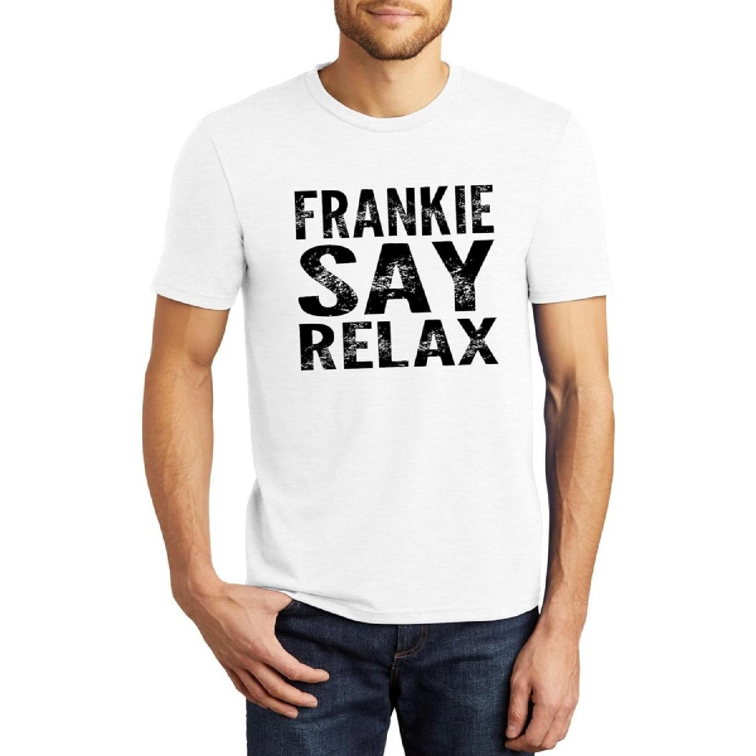 Comical Shirt Mens Frankie Say Relax Funny 80 s Music Shirt Tri-Blend Tee S белый