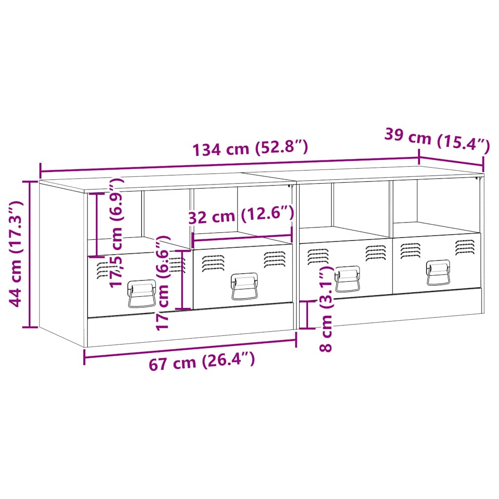 TV Cabinets 2 pcs Olive Green 67 x 39 x 44 cm Steel