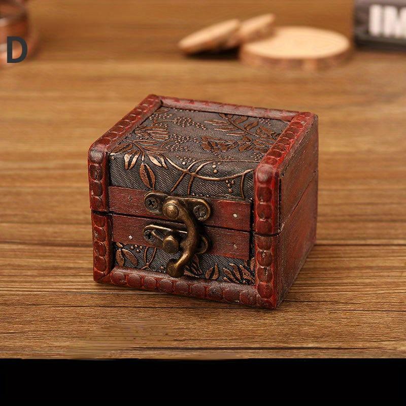 

1Pc Antique Small Square Box European Style Retro Wooden Candy Storage Box Handmade Mini Box