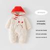 Autumn Winter Newborn Bodysuit: Thick Quilted Red Jumpsuit, Ideal for New Year and Visits