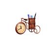 Pen Stand for Office Table Iron Antique Cycle Shaped Vintage Pen Holder with Clock Stylish Pencil Holder for Office and Home Decoration