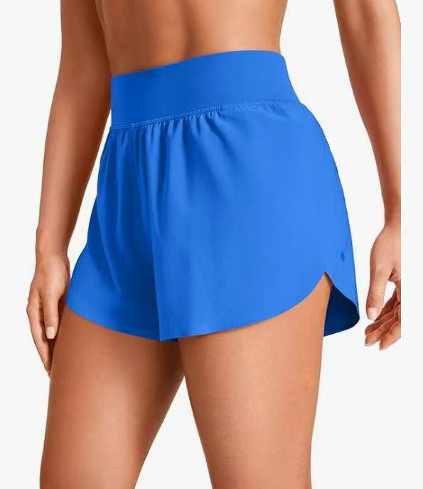 

Women s High-Waisted Cross-Waist Yoga Shorts, Summer Gym Capris, Loose Fit, Anti-Exposure, Faux Two-Piece Design Small світло-синій колір