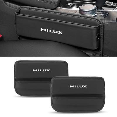 Set of 2 Black Car Seat Side Pockets with HILUX Car Storage Boxes for Hilux Z Revolocco Edition and GR Fills Prevents Seat Stores Small Includes