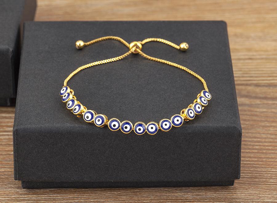 Nidin Luxury Men 4 Colors Evil Eye Beads Chain Bracelets Bangles Adjustable Party Wedding Elegant  Jewelry Gift For Female Male