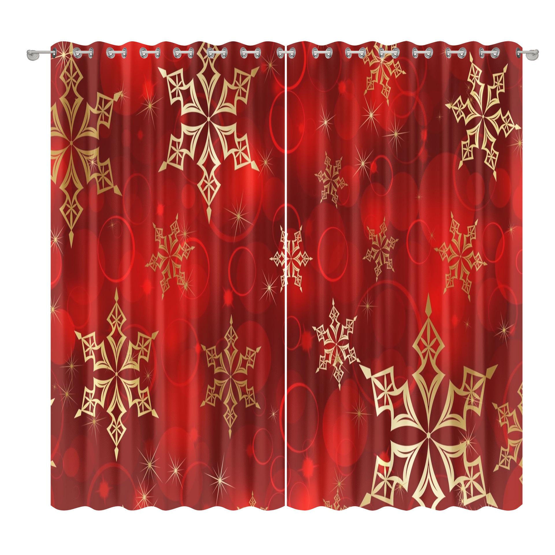 

Christmas Curtains Bedroom Living Room Balcony Blackout Curtains Office Hotel Insulation Curtains W1.2m * H2.7m (2 pieces/set)