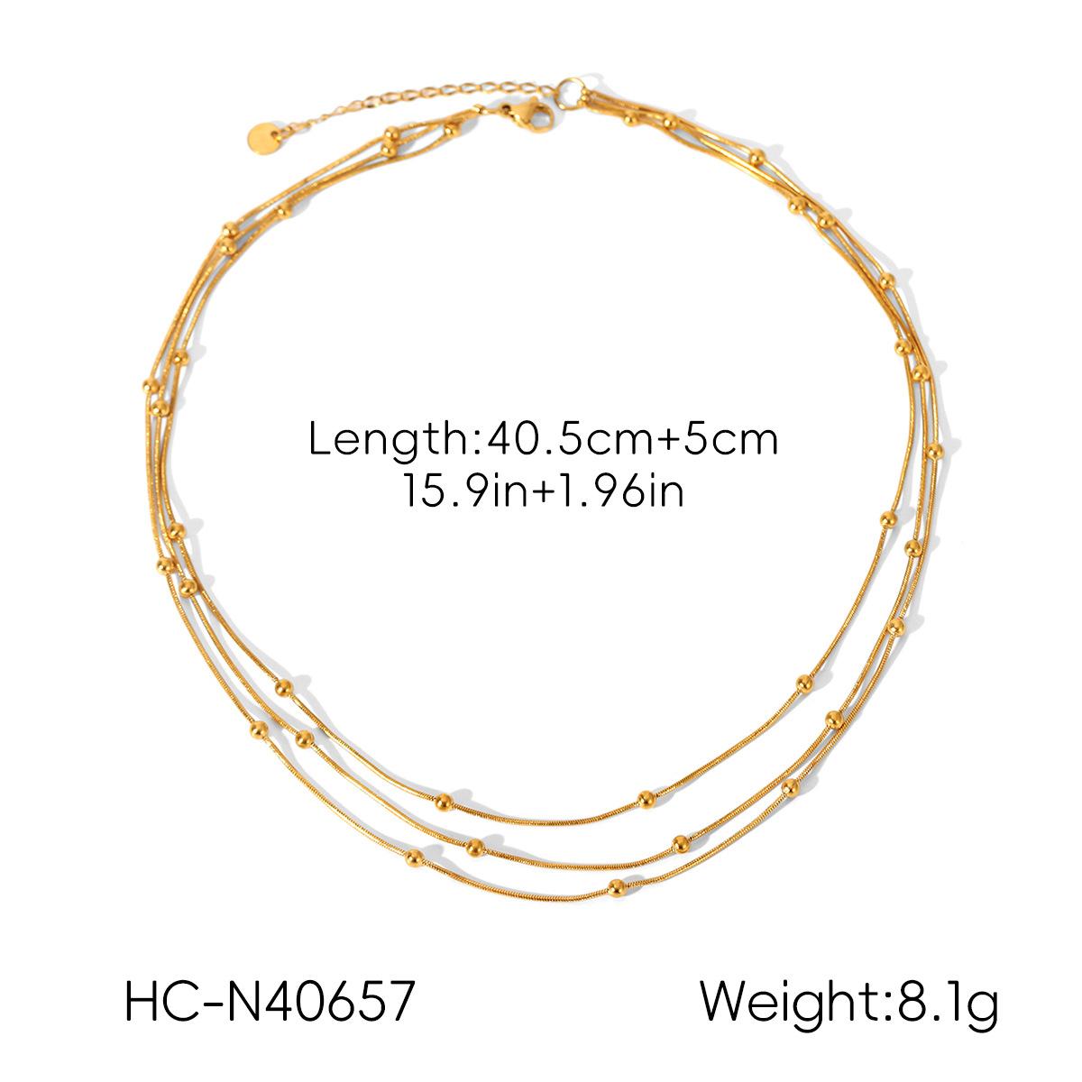 Three Layer Stackable Titanium Steel Necklace Set With Bead Chain Bracelet Light Luxury Jewelry Accessories