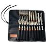 Cutlery Set 4 People 21-Piece Camping Outdoor Storage Wooden Stainless Steel Folding Knife Fork Spoon Chopsticks Black
