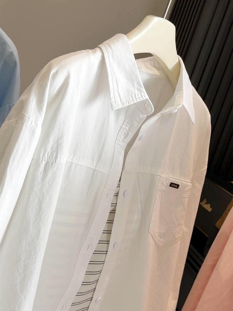 2026 Trendy Women's Washed Cotton Long-Sleeve Shirt Jacket for Spring & Summer - Sun Protection Commuting Wear