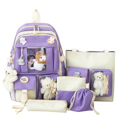 5ks sady Dětský školní batoh Dámská taška Bookbag Taška na notebook Pro dospívající Dívky Studentky Tašky