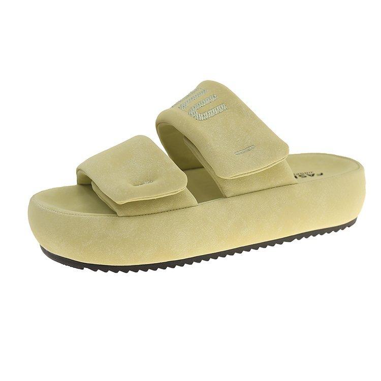 Soft leather version~ platform slippers women's 2025 summer new outer wear high-end feeling with skirt cool slippers versatile sandals