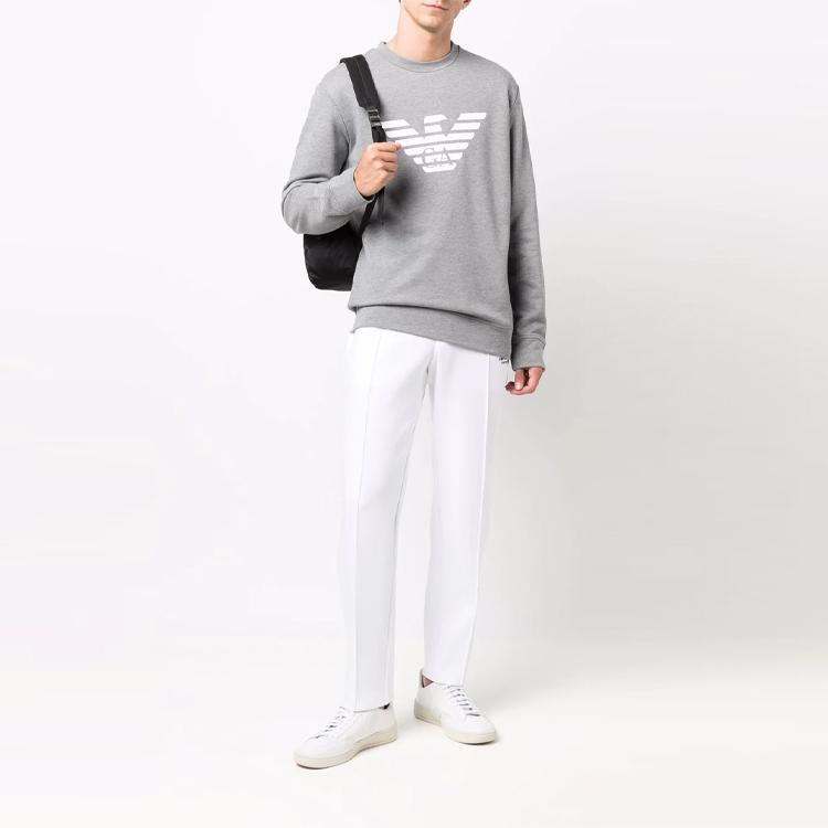 Emporio Armani FW21 Essentials Logo Print Long Sleeve Sweatshirt Men Sweatshirt Gray 8N1MR6-1JRIZ-F606