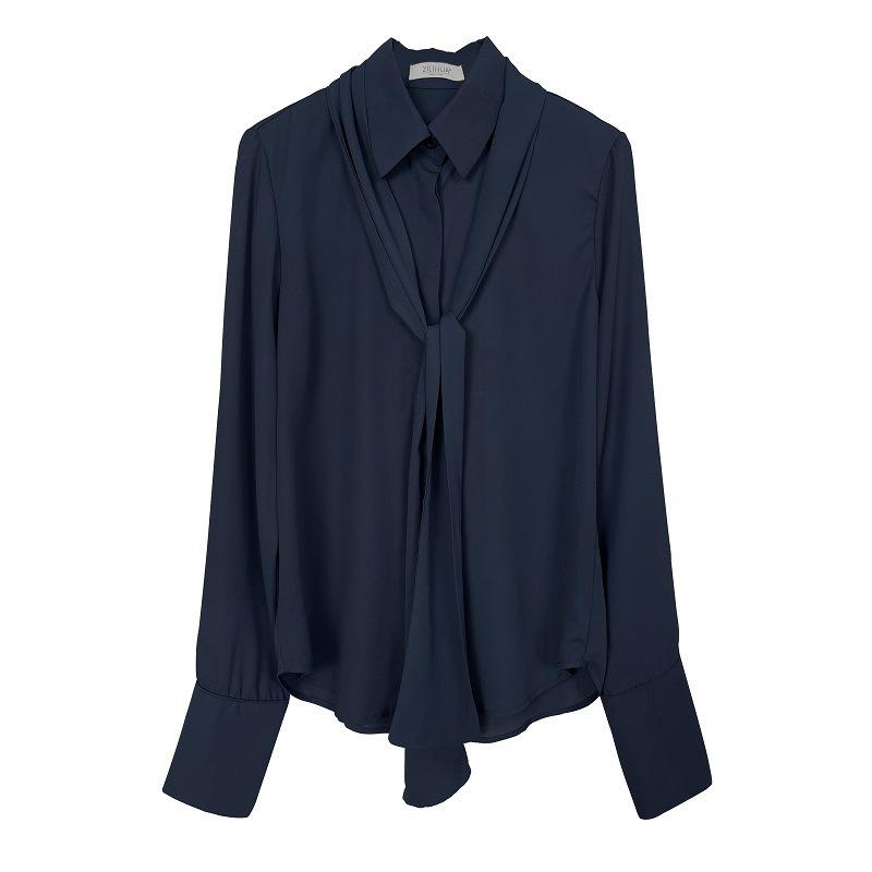 Korean Dongdaemun Gentle Sexy Feminine Ribbon Sheer Long Sleeve Shirt