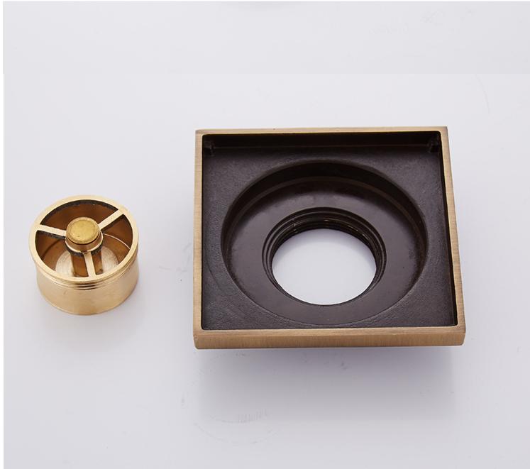 12cm*12cm Antique Brass Floor Drain Bathroom Accessory Floor Drain