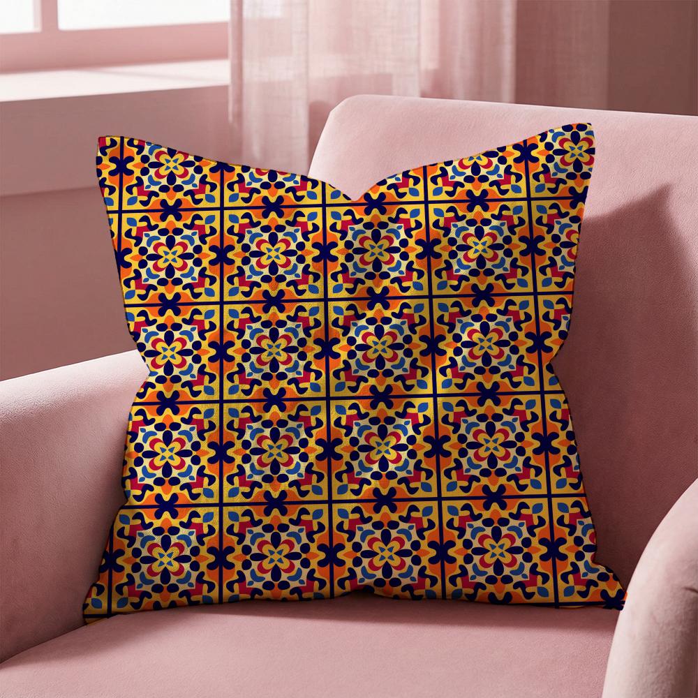 Moroccan Ethnic Pattern Cushion Cover Multi-Scene Pillow Cover for Home & Car - Reversible, Soft & Durable for Daily Use