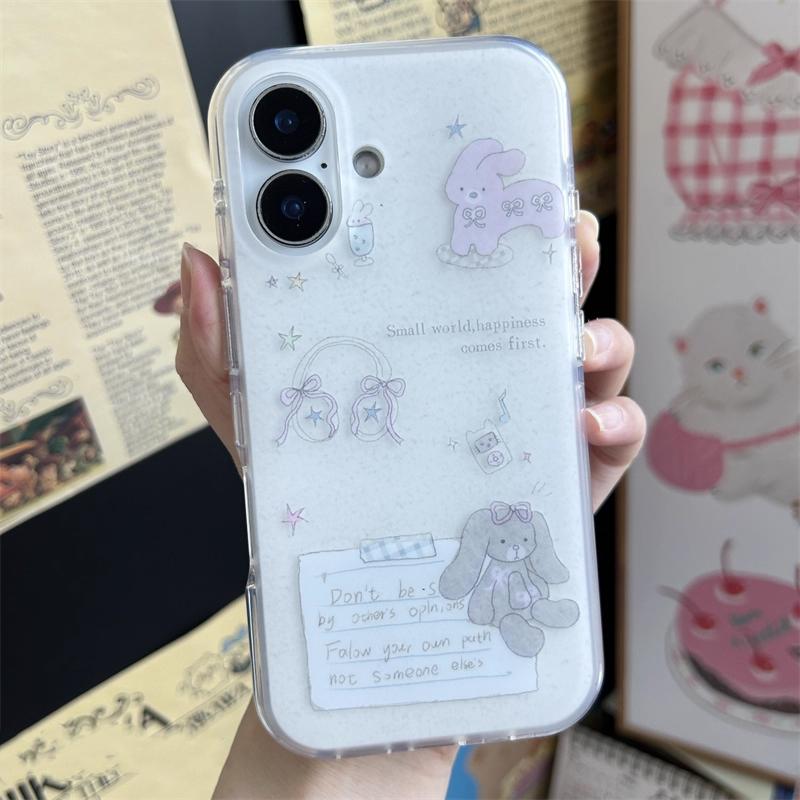 Y2k Korean Trendy Niche Cute Headphones Rabbit Phone Case For iPhone 17 Promax Air 15 14 13 16 12 11 Pro Max Plus Advenced Cover
