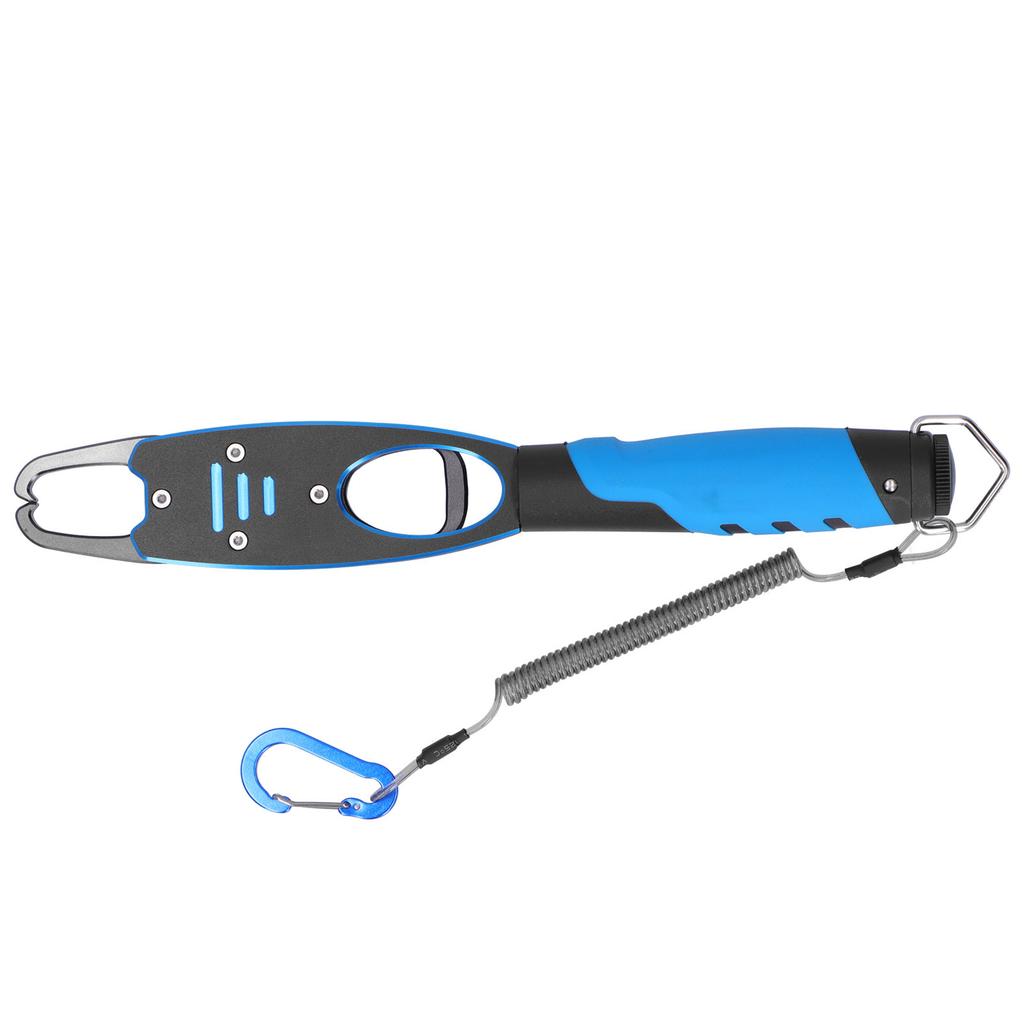 Fish Control Device Fishing Pliers Lip Gripper Lure Clamp Space Aluminum with ScaleBlue